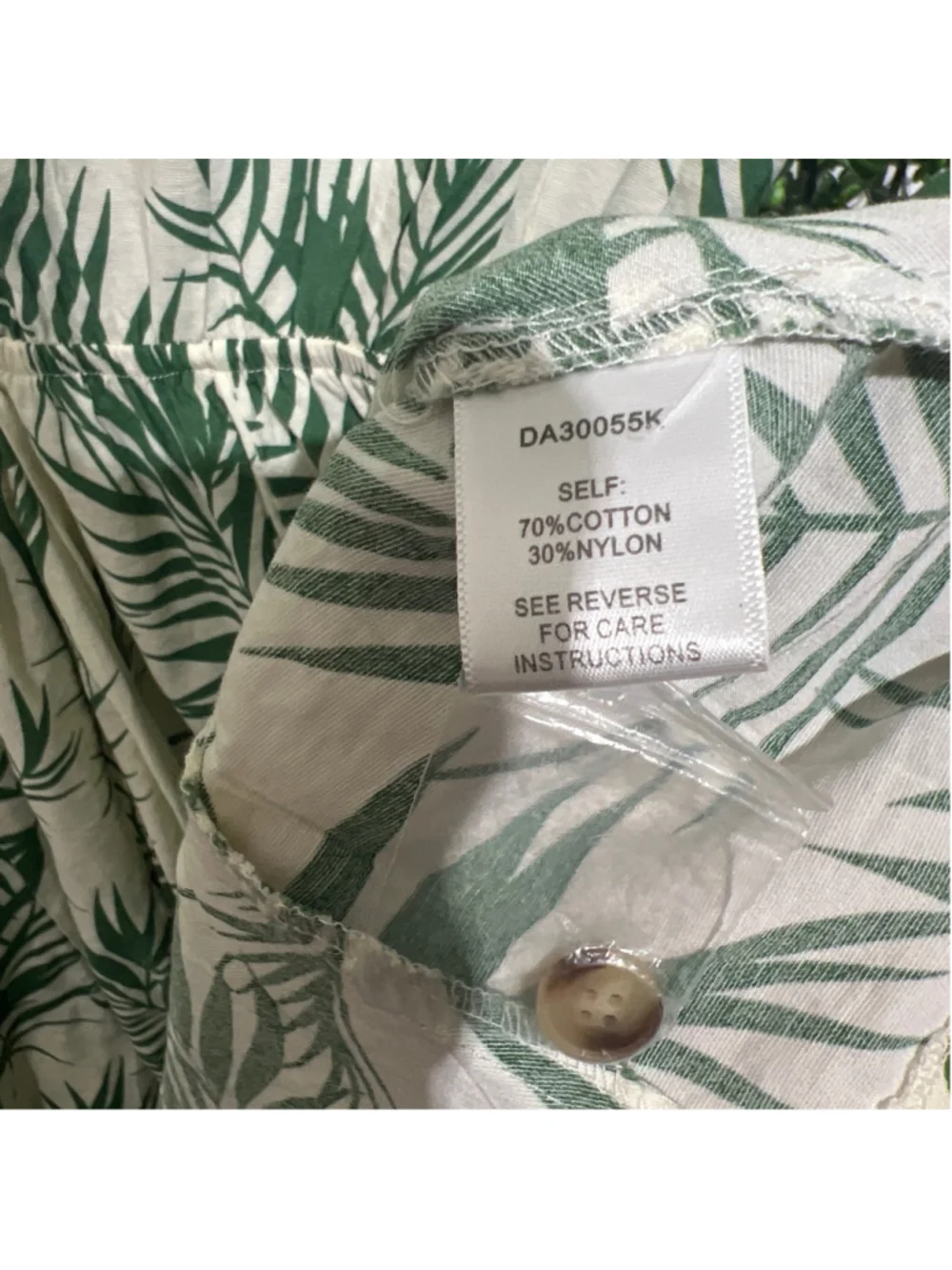 Women's Aakaa White Green Palm Print Mini Dress S - Picture 5 of 8